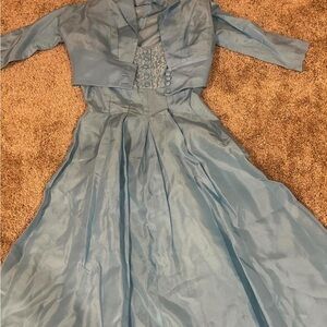 true vintage 1960s blue dress with bolero